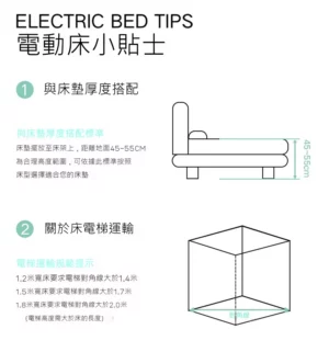 圖示描述了兩項安全預防措施：第一個顯示了床欄的適當高度，第二個詳細說明了嬰兒床的安全內部尺寸，以防止嬰兒被卡住。