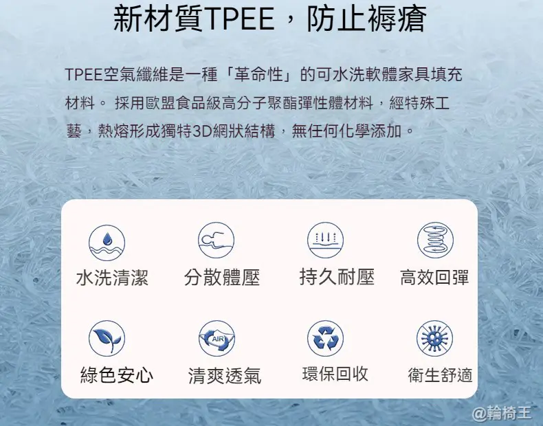 【輪椅王】 了解我們的 WCTPEE 90x200cm 床墊的優點，其靈感來自英國優質醫療床。這款 TPEE 材質床墊非常適合輕鬆清潔和有效除蟎，具有出色的壓力分佈、通風、環保和衛生。